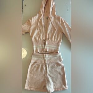 Pink Zip-Up Hoodie and Pants Set